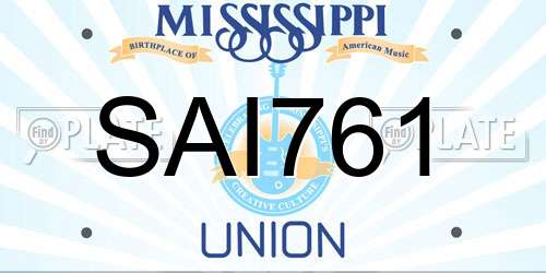 SAI761 Mississippi License Plate