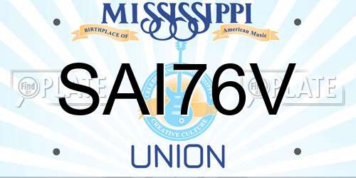 SAI76V Mississippi License Plate