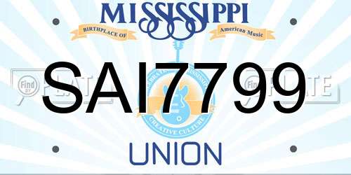 SAI7799 Mississippi License Plate