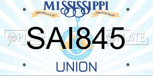 SAI845 Mississippi License Plate
