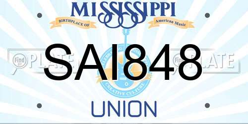 SAI848 Mississippi License Plate