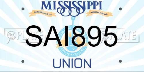SAI895 Mississippi License Plate