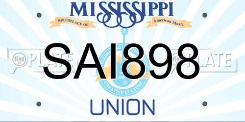 SAI898 Mississippi License Plate