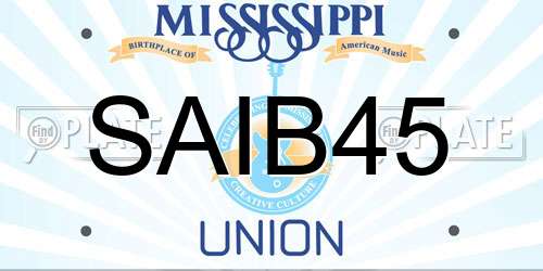 SAIB45 Mississippi License Plate