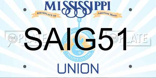 SAIG51 Mississippi License Plate