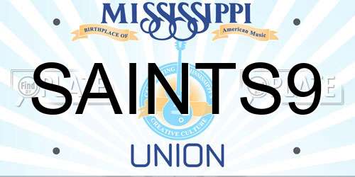 SAINTS9 Mississippi License Plate