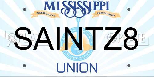 SAINTZ8 Mississippi License Plate