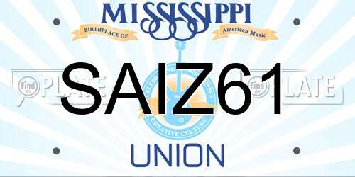 SAIZ61 Mississippi License Plate