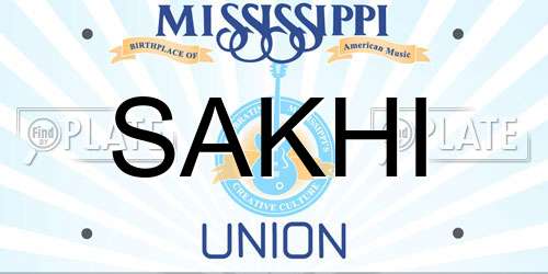 SAKHI Mississippi License Plate