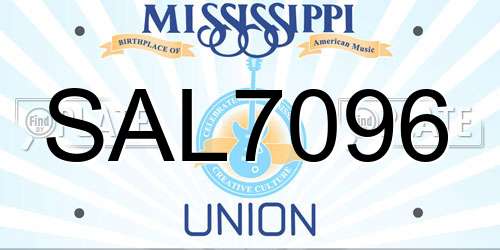 SAL7096 Mississippi License Plate