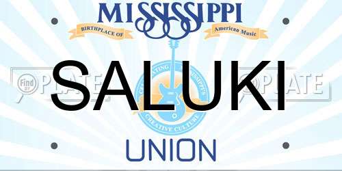 SALUKI Mississippi License Plate