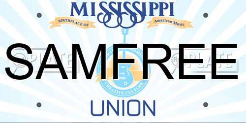 SAMFREE Mississippi License Plate