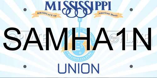 SAMHA1N Mississippi License Plate