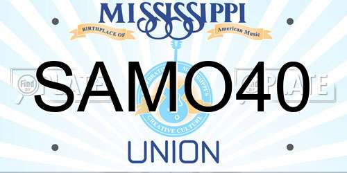 SAMO40 Mississippi License Plate