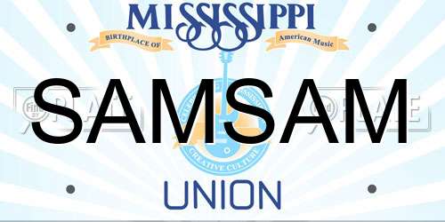 SAMSAM Mississippi License Plate