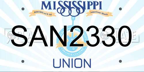 SAN2330 Mississippi License Plate