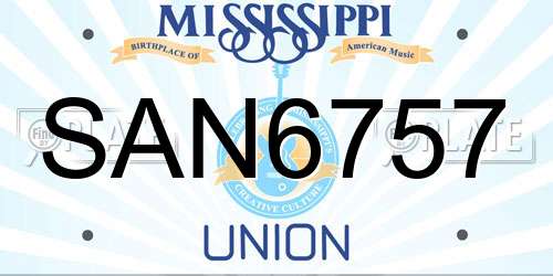 SAN6757 Mississippi License Plate