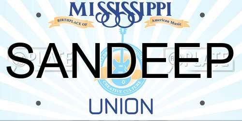 SANDEEP Mississippi License Plate