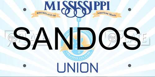 SANDOS Mississippi License Plate