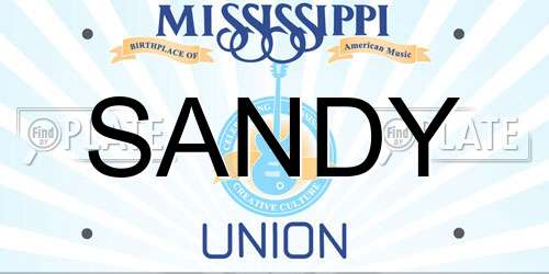 SANDY Mississippi License Plate
