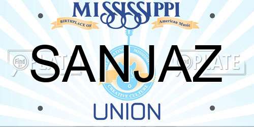 SANJAZ Mississippi License Plate
