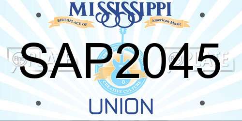 SAP2045 Mississippi License Plate