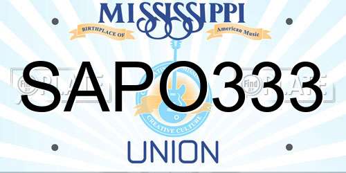SAPO333 Mississippi License Plate