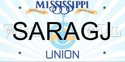 SARAGJ Mississippi License Plate