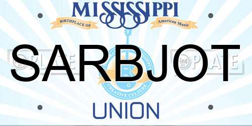 SARBJOT Mississippi License Plate