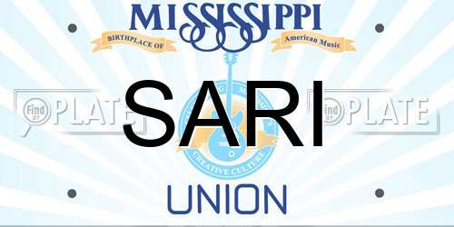SARI Mississippi License Plate