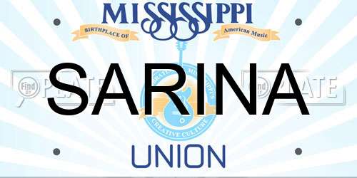 SARINA Mississippi License Plate