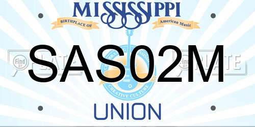 SAS02M Mississippi License Plate