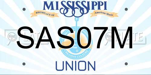 SAS07M Mississippi License Plate