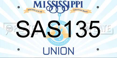 SAS135 Mississippi License Plate