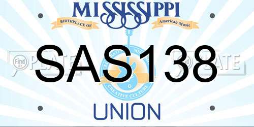 SAS138 Mississippi License Plate