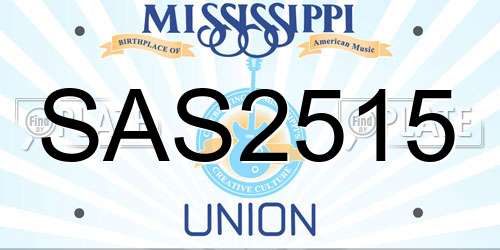 SAS2515 Mississippi License Plate