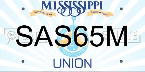 SAS65M Mississippi License Plate