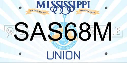 SAS68M Mississippi License Plate
