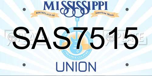SAS7515 Mississippi License Plate