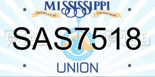 SAS7518 Mississippi License Plate