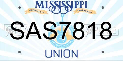 SAS7818 Mississippi License Plate