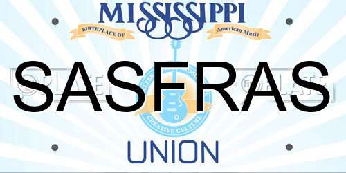 SASFRAS Mississippi License Plate