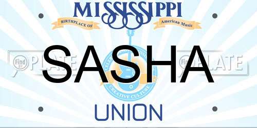 SASHA Mississippi License Plate