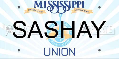SASHAY Mississippi License Plate