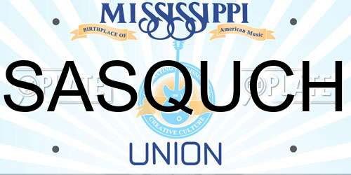 SASQUCH Mississippi License Plate