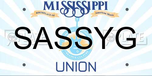 SASSYG Mississippi License Plate