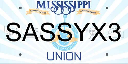 SASSYX3 Mississippi License Plate