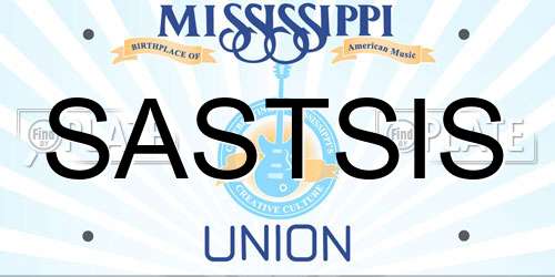 SASTSIS Mississippi License Plate