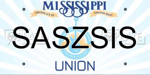 SASZSIS Mississippi License Plate