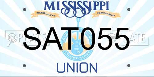 SAT055 Mississippi License Plate